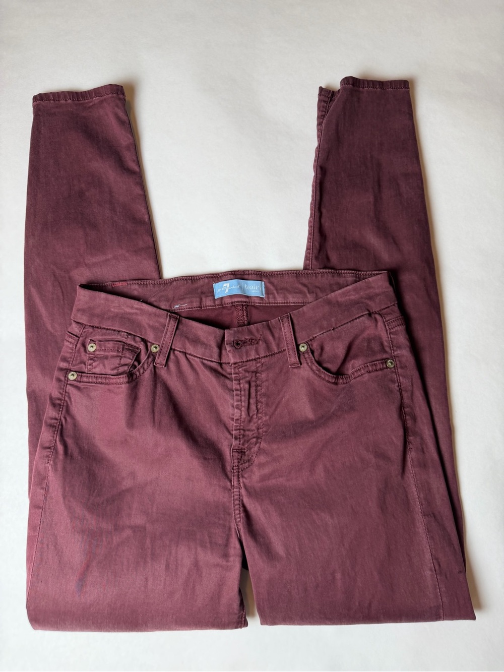 7 For All Mankind Skinny Jeans in Burgundy - Picture 1 of 6